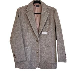 Cotton Market Korea Medium Brown 60% Wool Blend Heavy Blazer Coat Size S NWOT